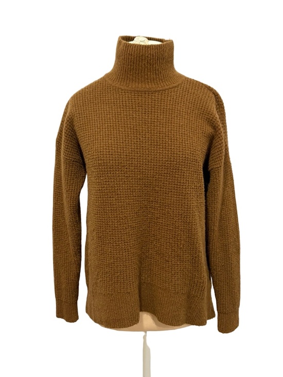 Madewell Sweaters - Madewell Waffle Knit Turtleneck Sweater Merino Alpaca Brown High Low SMALL